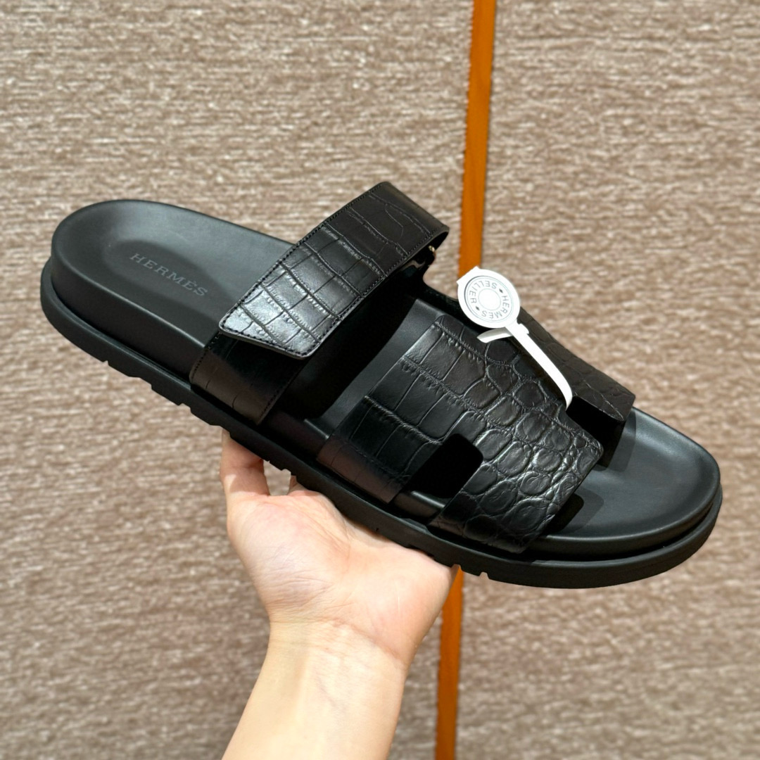 에르메스 Hermes 180 Chypre sandal  Matte Alligator&89 Noir