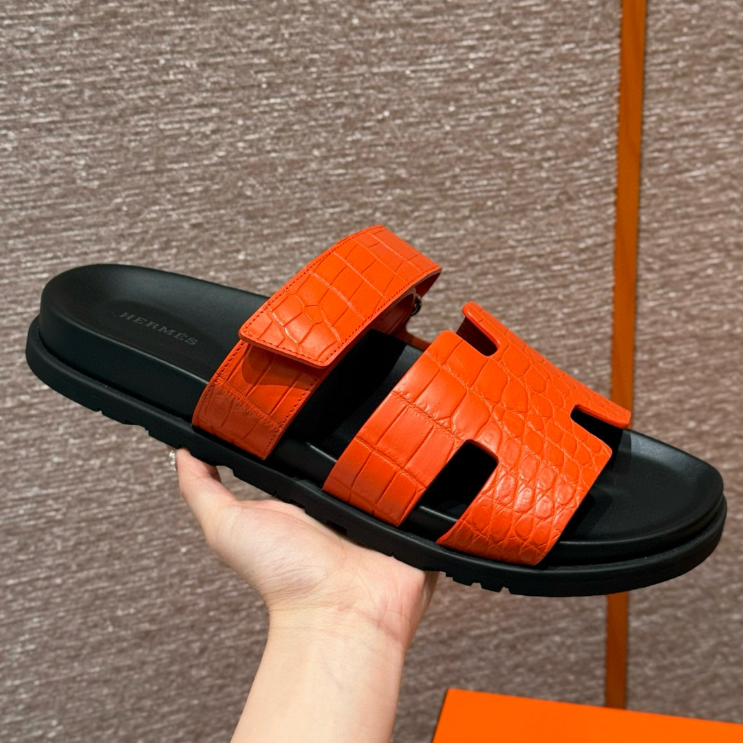 에르메스 Hermes 180 Chypre sandal  Matte Alligator&93 Orange