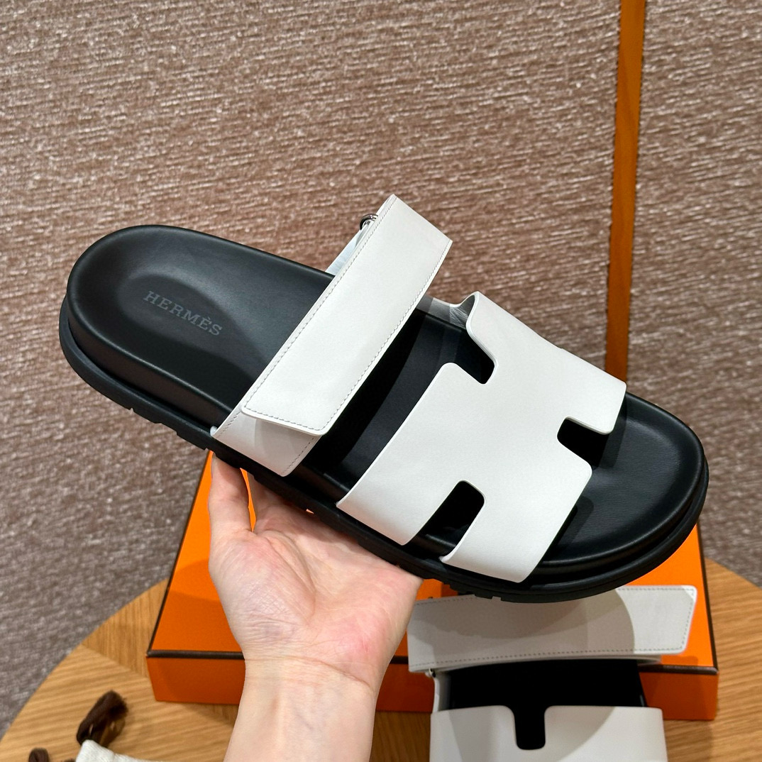 에르메스 Hermes 180 Chypre Sandal lambskin&01 Blanc