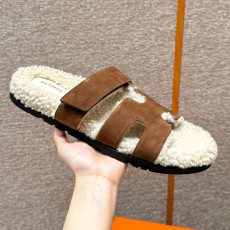 에르메스 Hermes 180 Chypre sandal Chamois Woolskin&Brun Fume