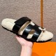 에르메스 Hermes 180 Chypre sandal Woolskin and Nappa&89 Noir