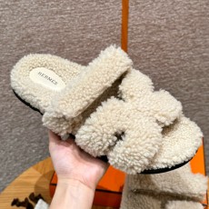 에르메스 Hermes 180 Chypre sandal Woolskin&Blanc