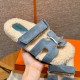 에르메스 Hermes 225 Chypre sandal Woolskin and Chamois&Blue