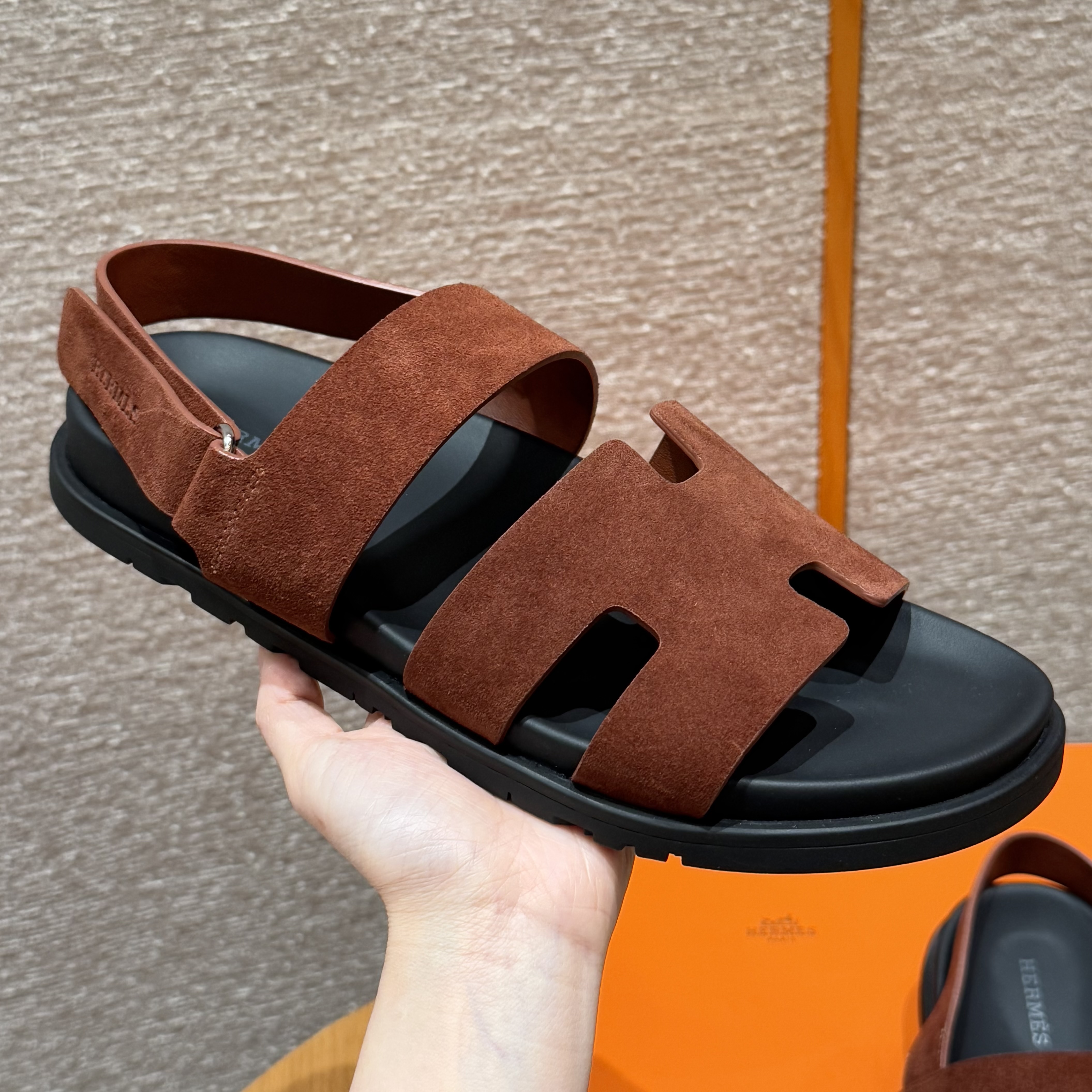에르메스 Hermes 179 Genius sandal Chamois&Marron Teck