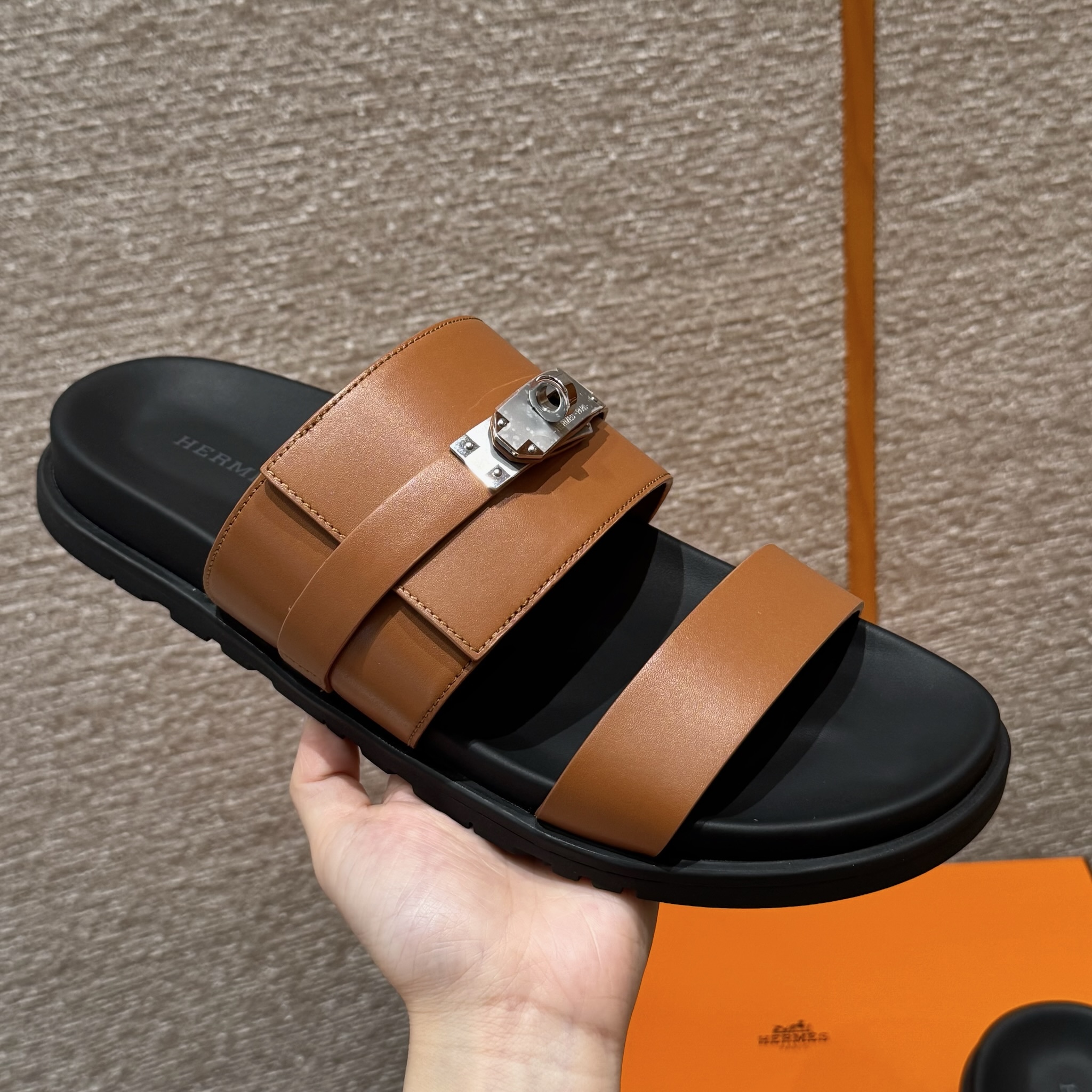에르메스 Hermes 161 Jackson sandal Epsom&Naturel
