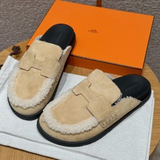 에르메스 Hermes 309 Go mule Suede calf leather&Cream-coloured