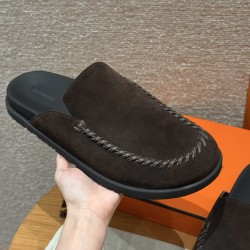 에르메스 Hermes 310 Johan mule Suede calf leather&Bark