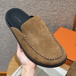 에르메스 Hermes 310 Johan mule Suede calf leather&Brown