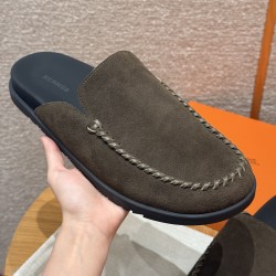 에르메스 Hermes 310 Johan mule Suede calf leather&Elsphant gray