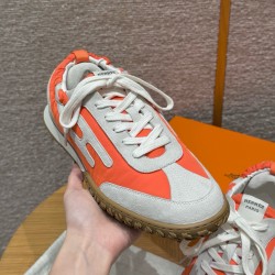 에르메스 Hermes 617 Jet Sneakers Deer&Orange and White