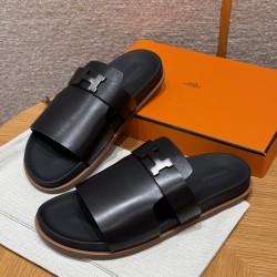 에르메스 Hermes H613 Jaures sandal Buttermilk skin&89 Noir