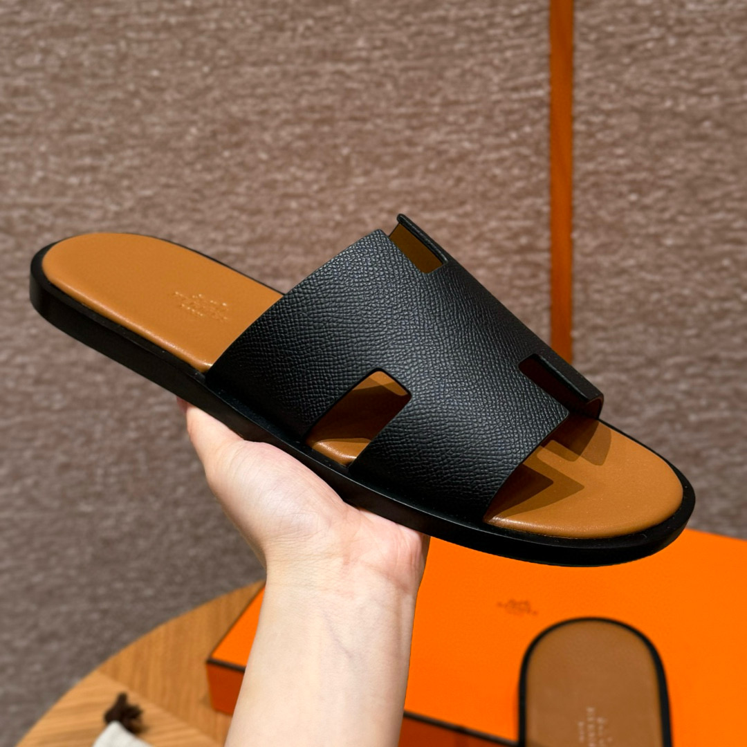 에르메스 Hermes 182 Izmir sandal Epsom&89 Noir and Gold