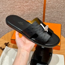 에르메스 Hermes 182 Izmir sandal KK Ostrich&89 Noir