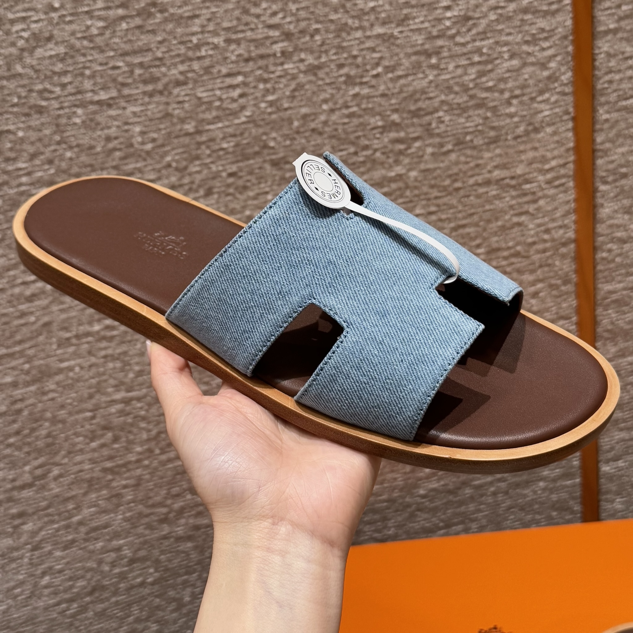 에르메스 Hermes 182 Izmir sandal Cpwboy&Blue
