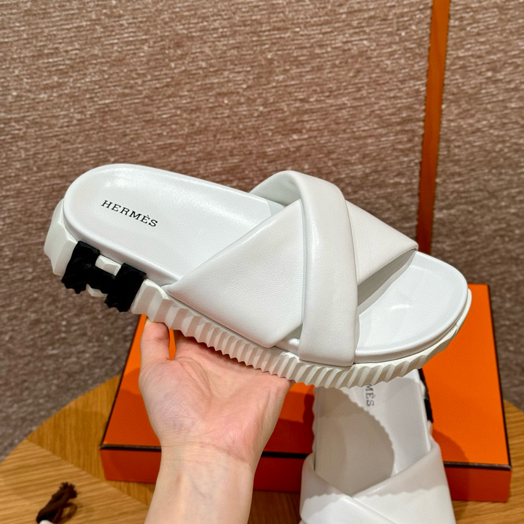 에르메스 Hermes 086 Infra Sandal Lambskin&01 Blanc