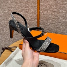에르메스 Hermes 160 Glamour 75 Sandal Lizard&89 Noir and Himalaya P2480