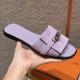 에르메스 Hermes 183 Giulia sandal Chamois&Purple silver