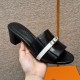 에르메스 Hermes 187 Gigi 50 sandal Calfskin&Noir and White