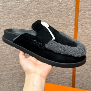 에르메스 Hermes 190 Go mule Suede calf leather&89 Noir