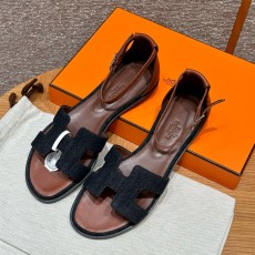 에르메스 Hermes 196 Santorini sandal Cowboy&Cowboy Blue and gold