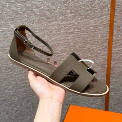 에르메스 Hermes 196 Santorini sandal Epsom&18 Etoupe