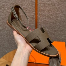 에르메스 Hermes 196 Santorini sandal Epsom&18 Etoupe
