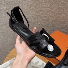 에르메스 Hermes 196 Santorini sandal Lizard&89 Noir