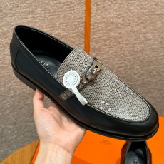 에르메스 Hermes 227 Destin loafer Calfskin and Lizard&89 Noir and Himalaya