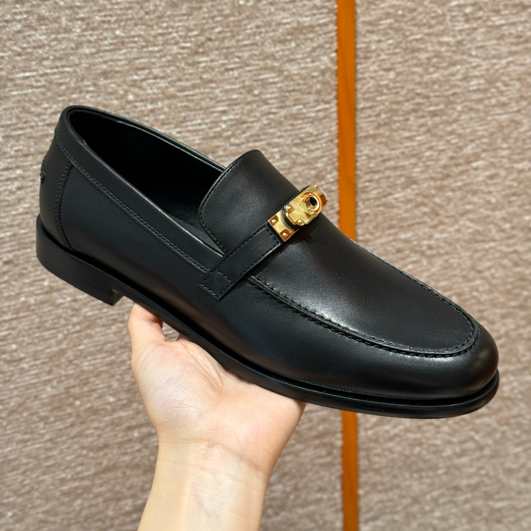에르메스 Hermes 227 Destin loafer Calfskin&89 Noir gold