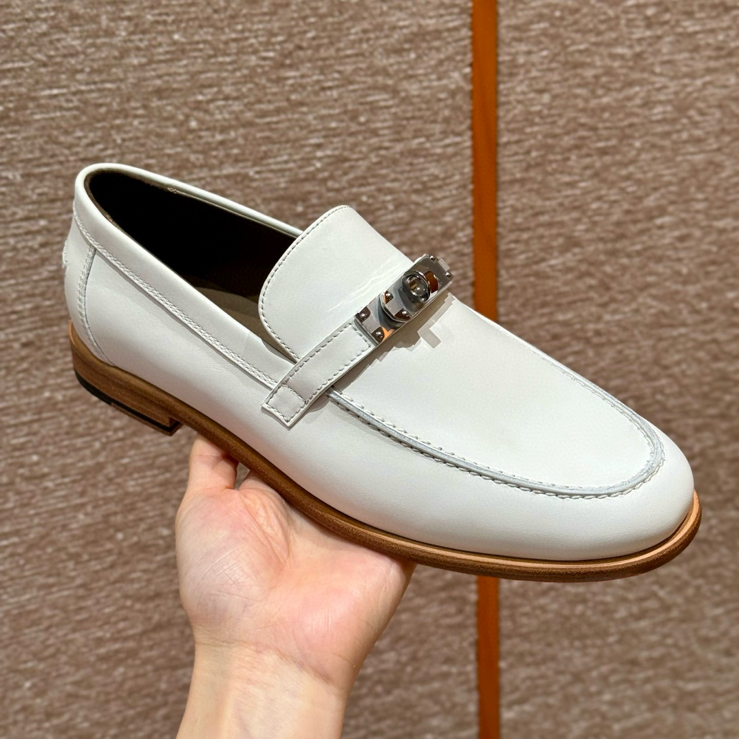에르메스 Hermes 227 Destin loafer Calfskin&Blanc silver