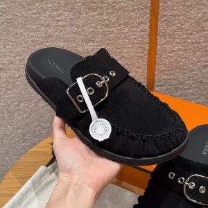 에르메스 Hermes 291 Hermes Key mule Chamois&89 Noir