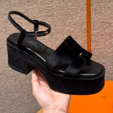 에르메스 Hermes 302 Jam 30 Sandal Suede&89 Noir