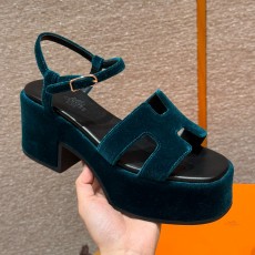 에르메스 Hermes 302 Jam 30 Sandal Suede&Moss green