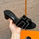 에르메스 Hermes 185 Oasis sandal Chamois and Drilling&89 Noir