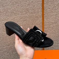 에르메스 Hermes 185 Oasis sandal Chamois and Drilling&89 Noir