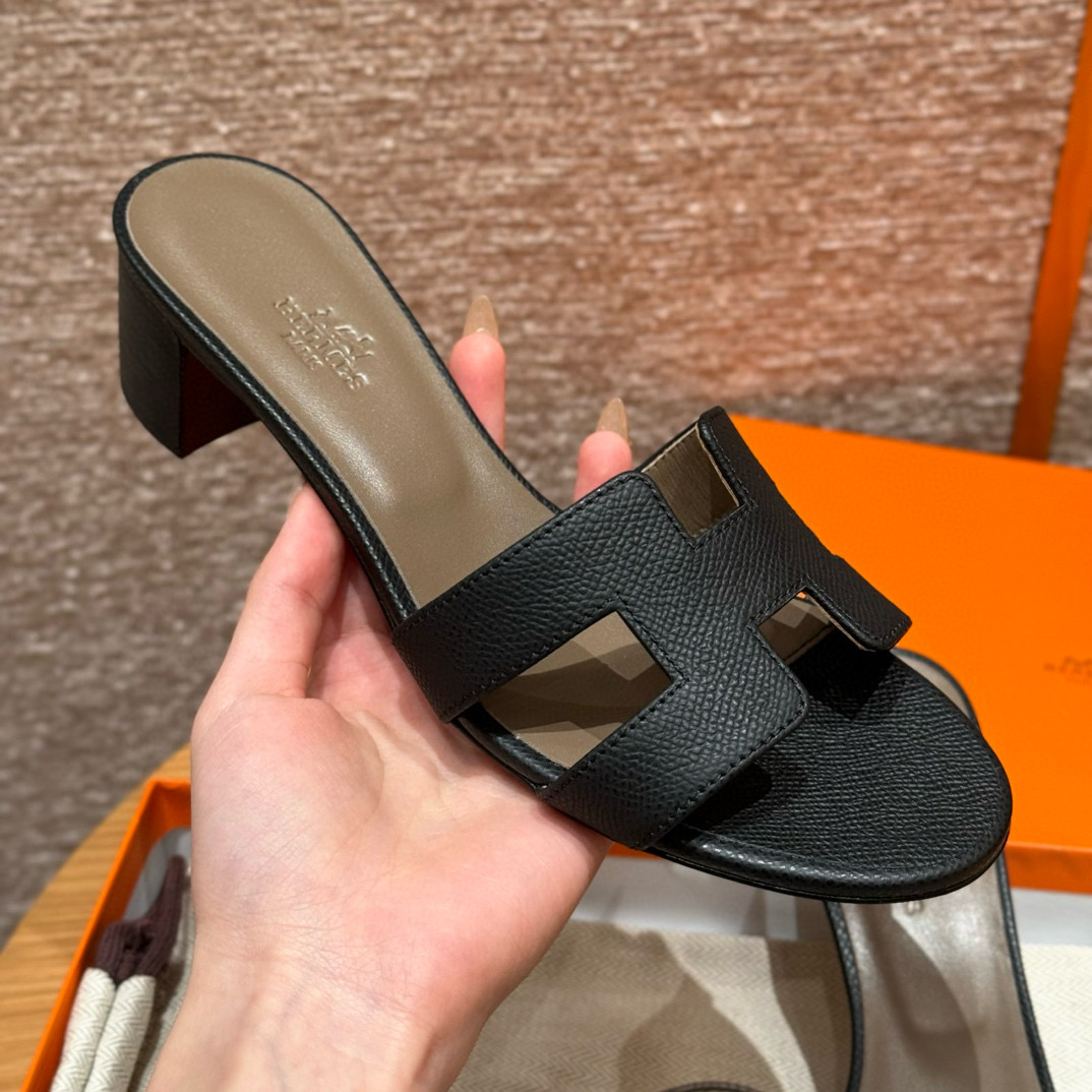 에르메스 Hermes 185 Oasis sandal Epsom&89 Noir