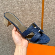 에르메스 Hermes 185 Oasis sandal KK Ostrich&77 Blue iris