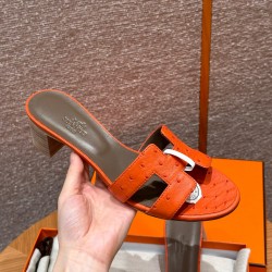 에르메스 Hermes 185 Oasis sandal KK Ostrich&93 Orange
