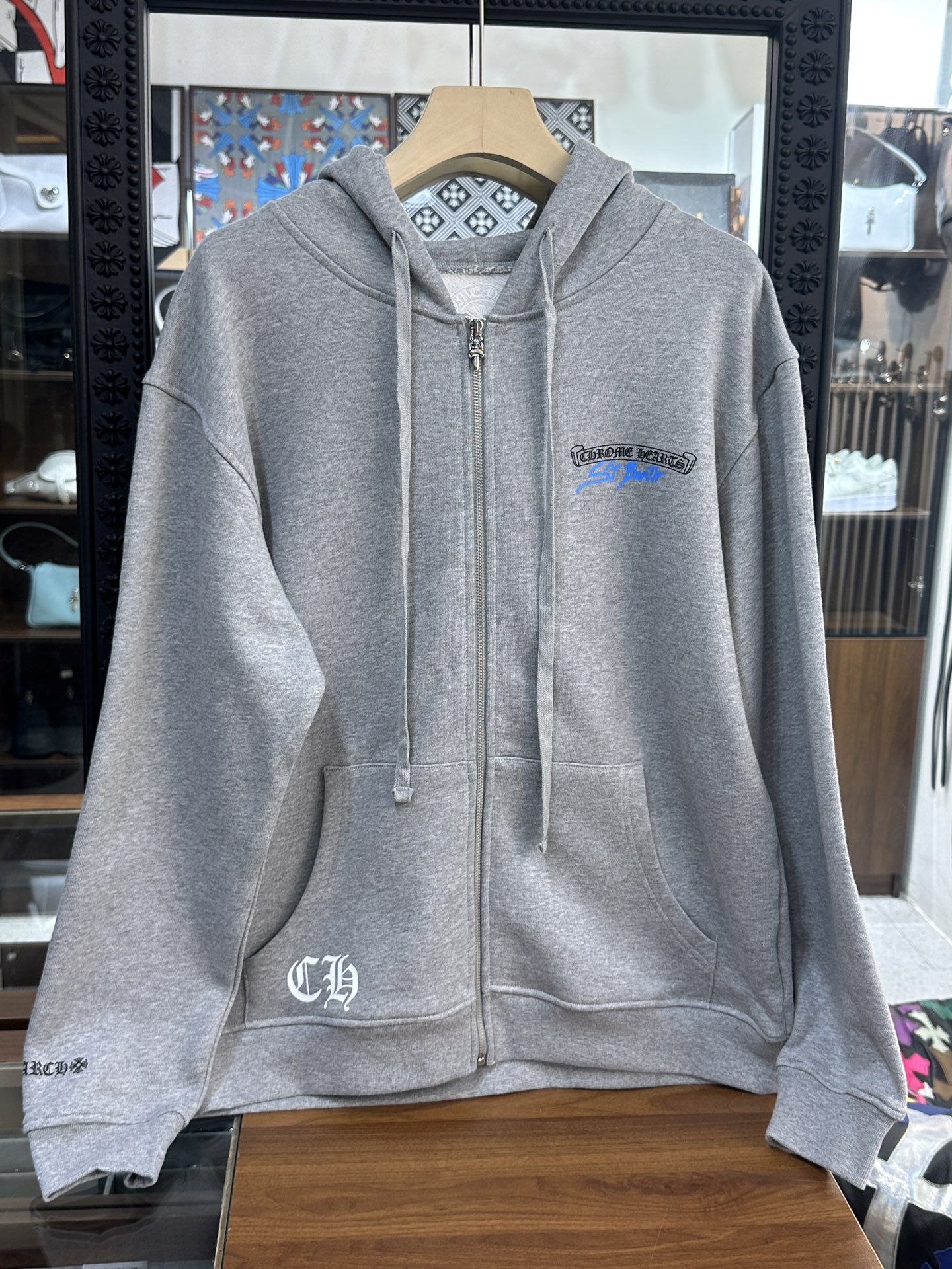 크롬하츠 Chrome Hearts Horseshoe Hoodie Grey - St .Barth Exclusive 후드 집업