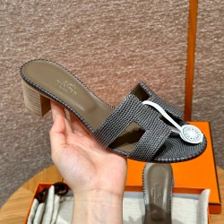 에르메스 Hermes 185 Oasis sandal Lizard&84 Gris fonce