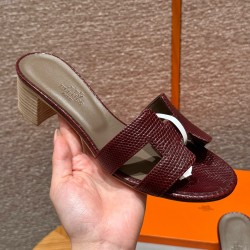 에르메스 Hermes 185 Oasis sandal Lizard&OG Rouge Sellier