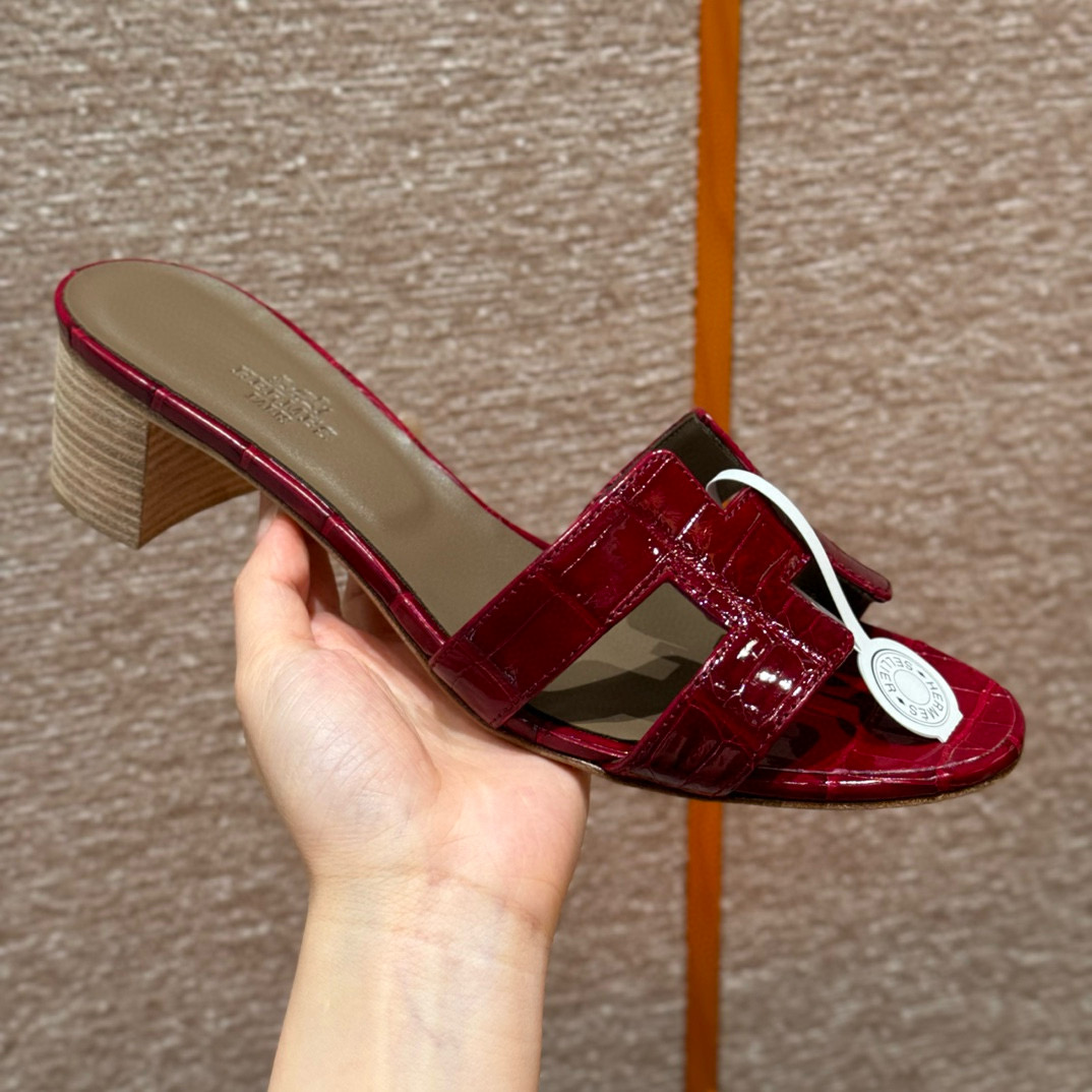 에르메스 Hermes 185 Oasis sandal Matte Alligator&57 Bordeaux