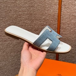 에르메스 Hermes 181 Oran sandal Cowboy&Light blue