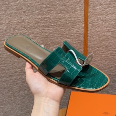 에르메스 Hermes 181 Oran sandal Highlights Alligator&6Q Emeraude