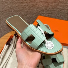 에르메스 Hermes 181 Oran sandal Highlights Alligator&6U Menthe