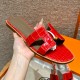 에르메스 Hermes 181 Oran sandal Highlights Alligator&Q5 Rouge casaque