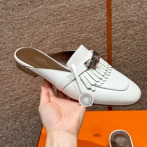 에르메스 Hermes 188 Oz Mule Goatskin&01 Blanc