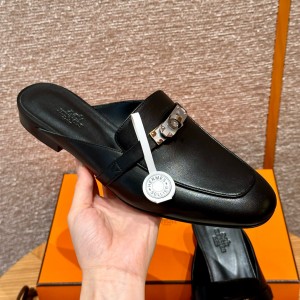 에르메스 Hermes 188 Oz Mule Goatskin&89 Noir silver