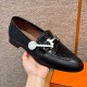 에르메스 Hermes 192 Royal loafer Goathide and Alligator&89 Noir silver