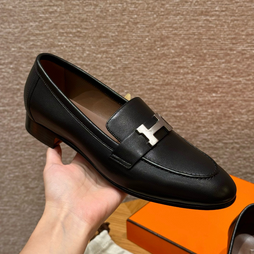 에르메스 Hermes 192 Royal loafer Goathide&89 Noir silver